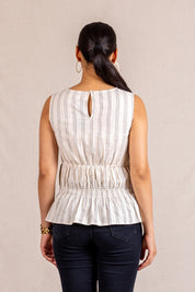 Striped print sleeveless blouse