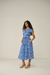 Printed collared maxi dress