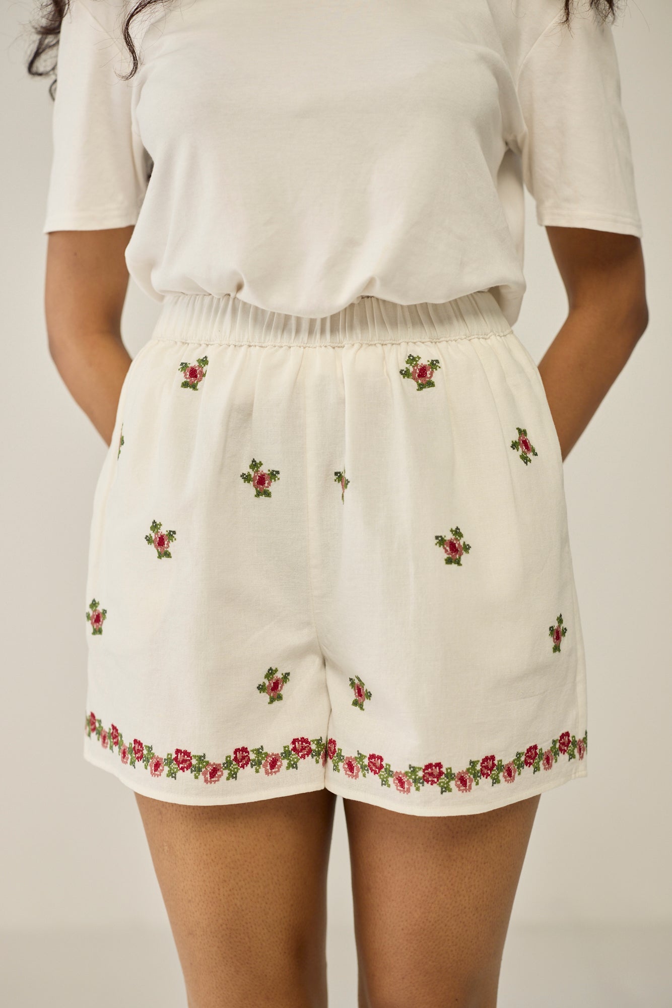 All over embroidered shorts