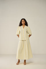 Blue & Yellow Stripe Shirt and Skirt Co-ord Set