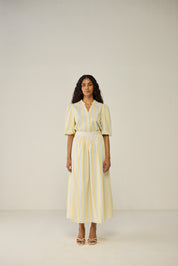 Blue & Yellow Stripe Shirt and Skirt Co-ord Set