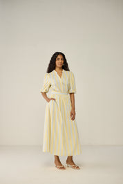 Blue & Yellow Stripe Shirt and Skirt Co-ord Set