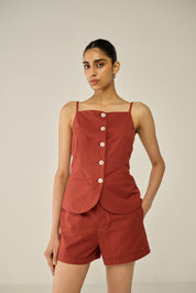 Burgundy Top and Shorts Co-ord Set