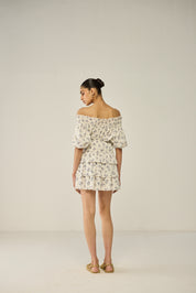 Blue Floral Dobby Skirt and Blouse Co-ord Set