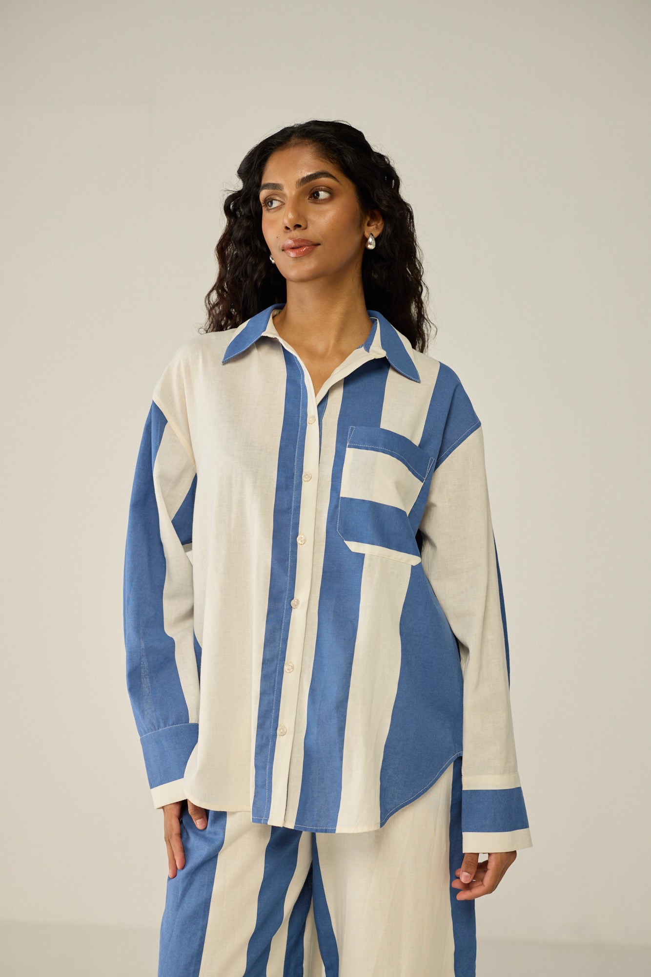 Classic Shirt and Wide-Leg Pants Co-ord