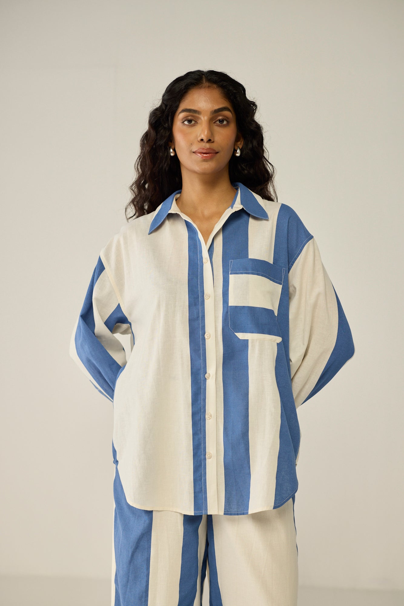 Classic Shirt and Wide-Leg Pants Co-ord