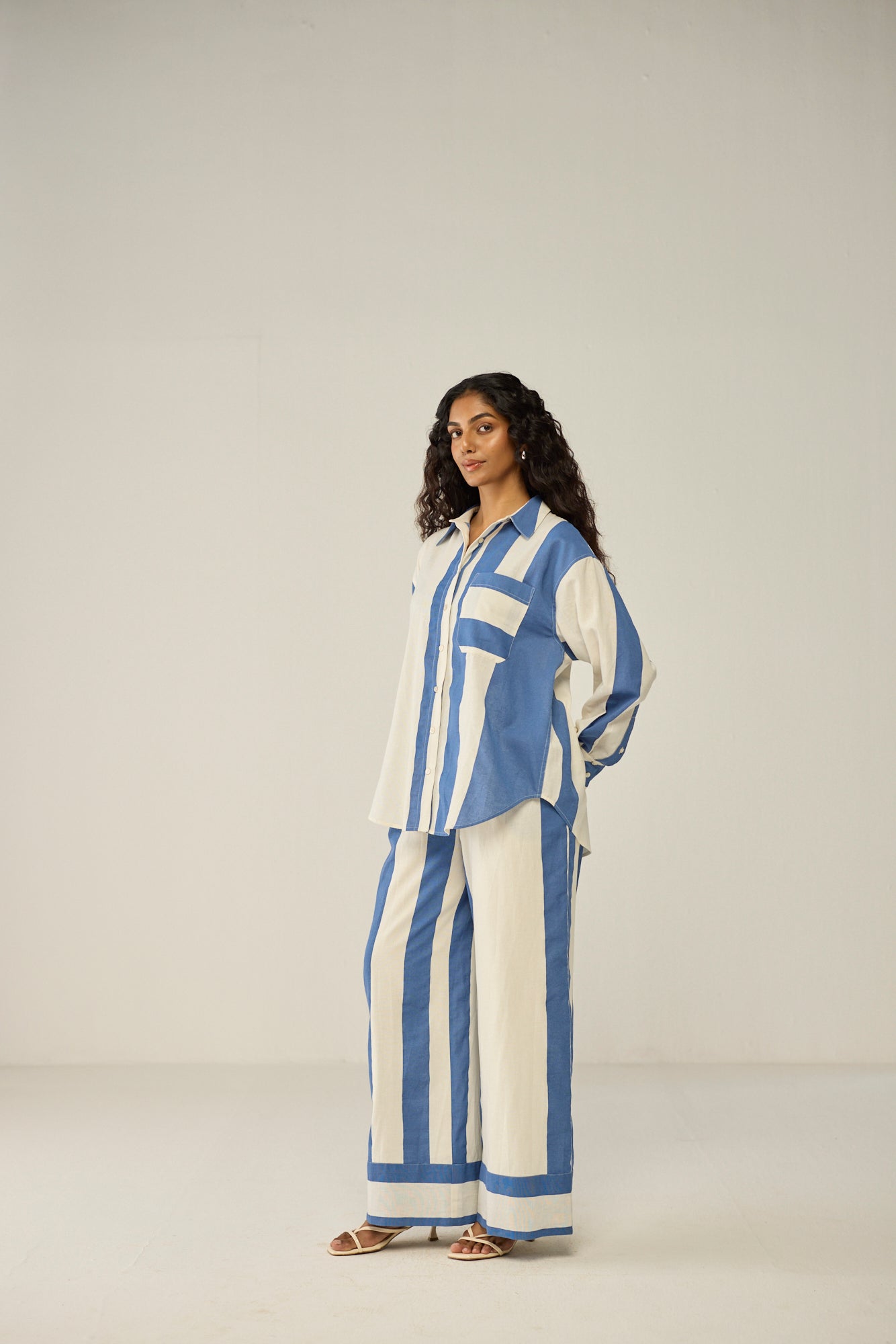 Classic Shirt and Wide-Leg Pants Co-ord