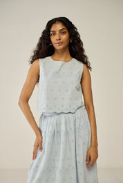 Blue Crop Top and Maxi Skirt Co-ord