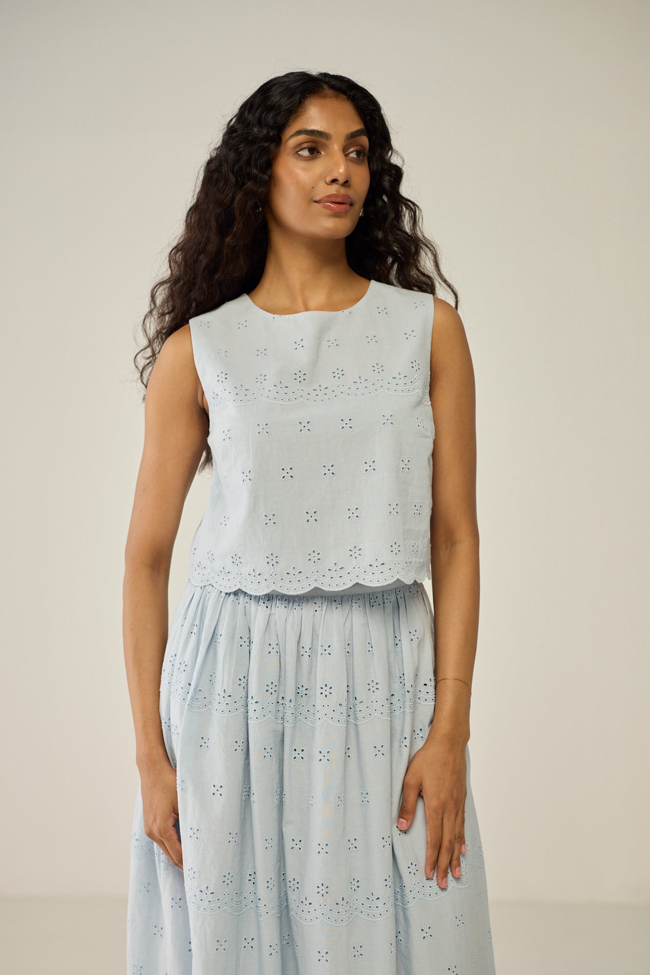 Blue Crop Top and Maxi Skirt Co-ord
