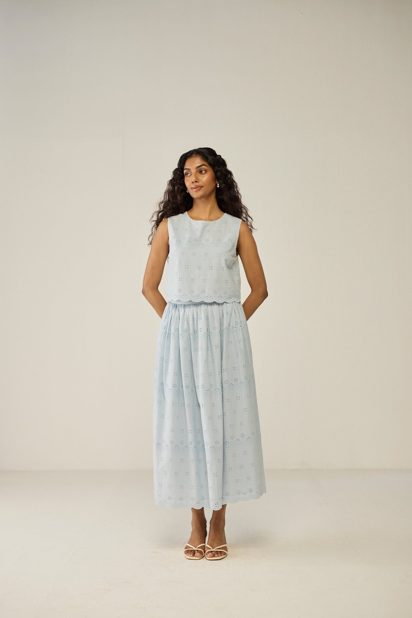 Blue Crop Top and Maxi Skirt Co-ord