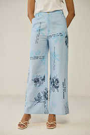 Blue floral trouser