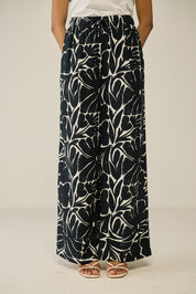 Black and white wide-leg pants