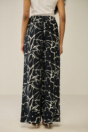 Black and white wide-leg pants