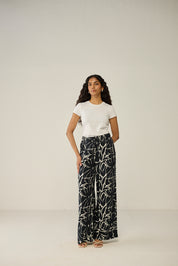 Black and white wide-leg pants