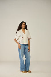 Embroidered Crop Shirt