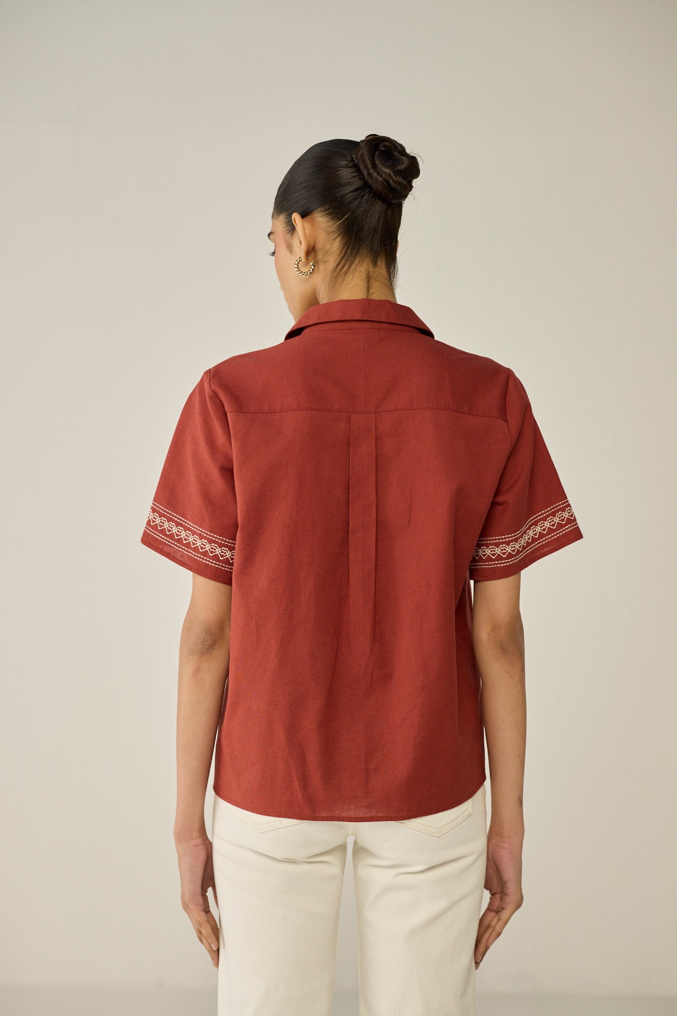 Burgundy Embroidered Shirt