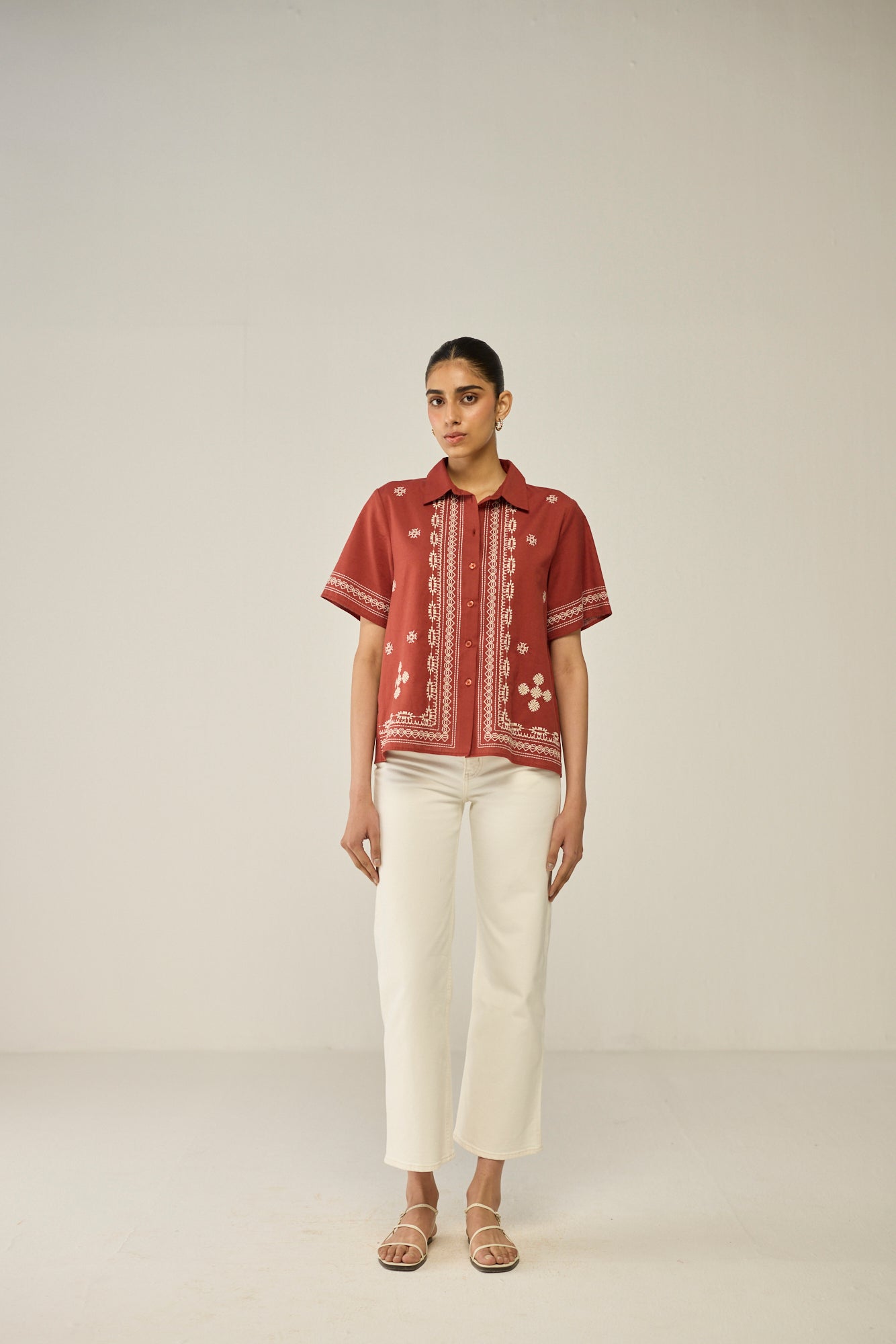 Burgundy Embroidered Shirt