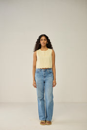 Yellow Sleeveless Crop Top