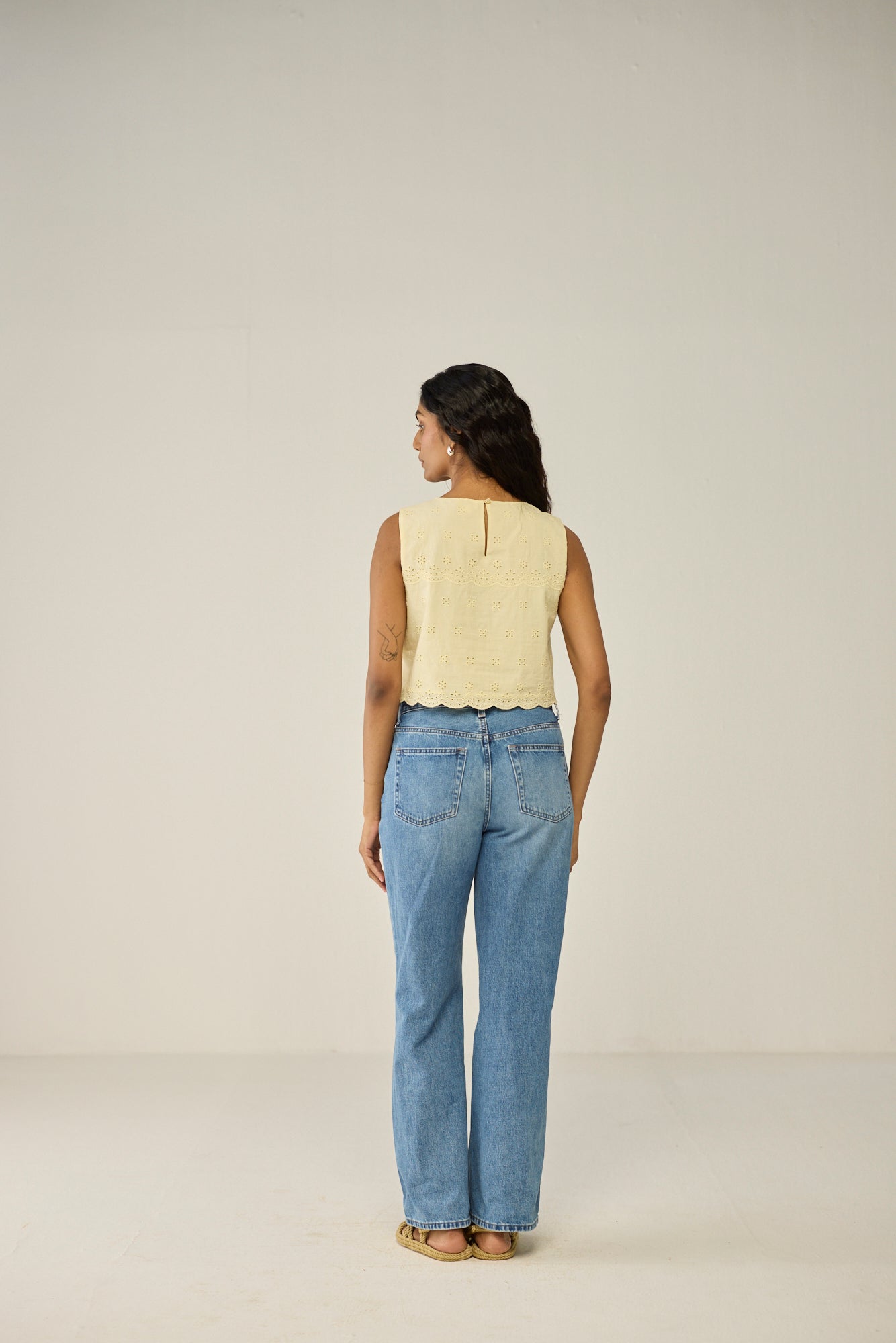 Yellow Sleeveless Crop Top