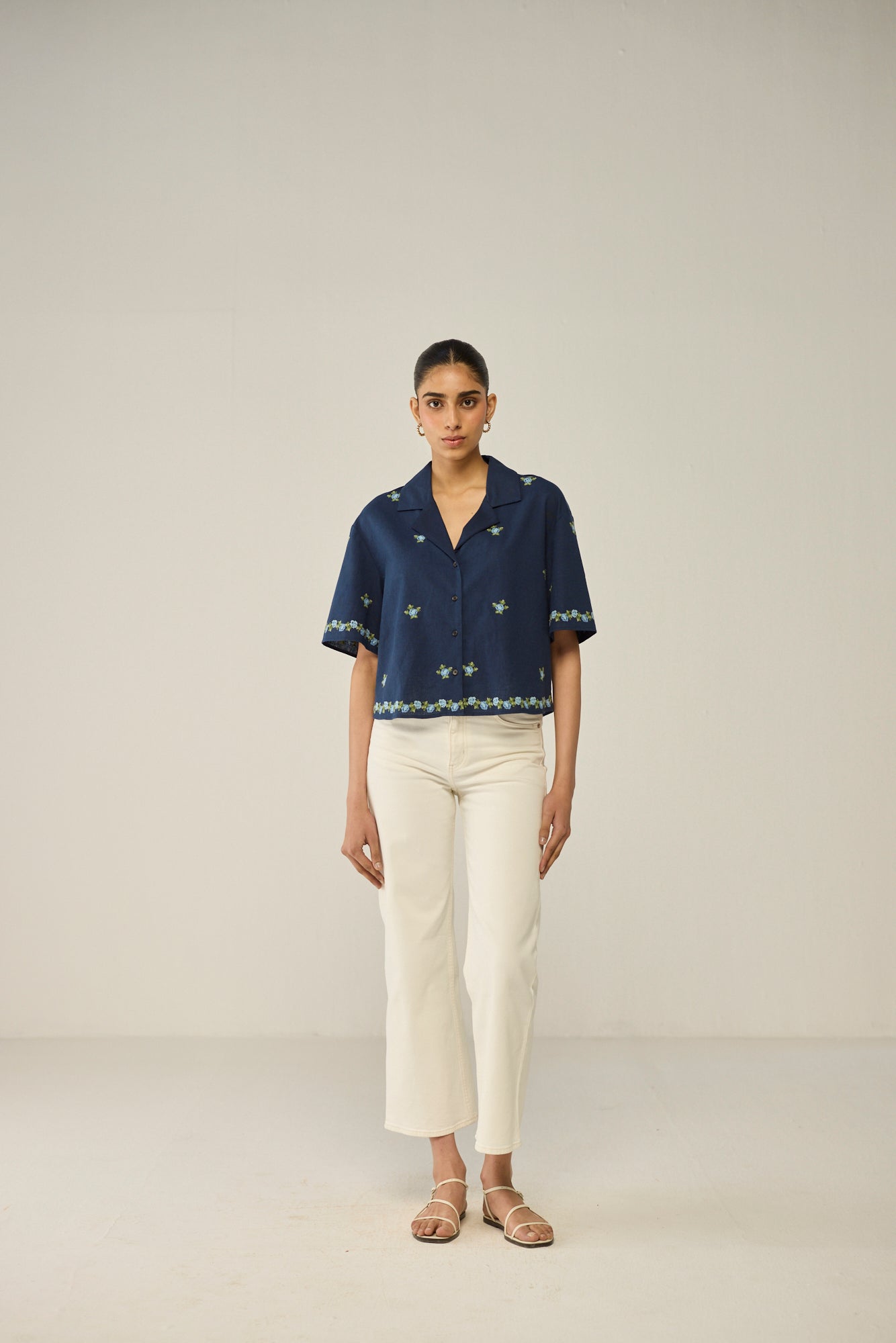 Embroidered Crop Shirt