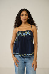 Blue Embroidered Blouse