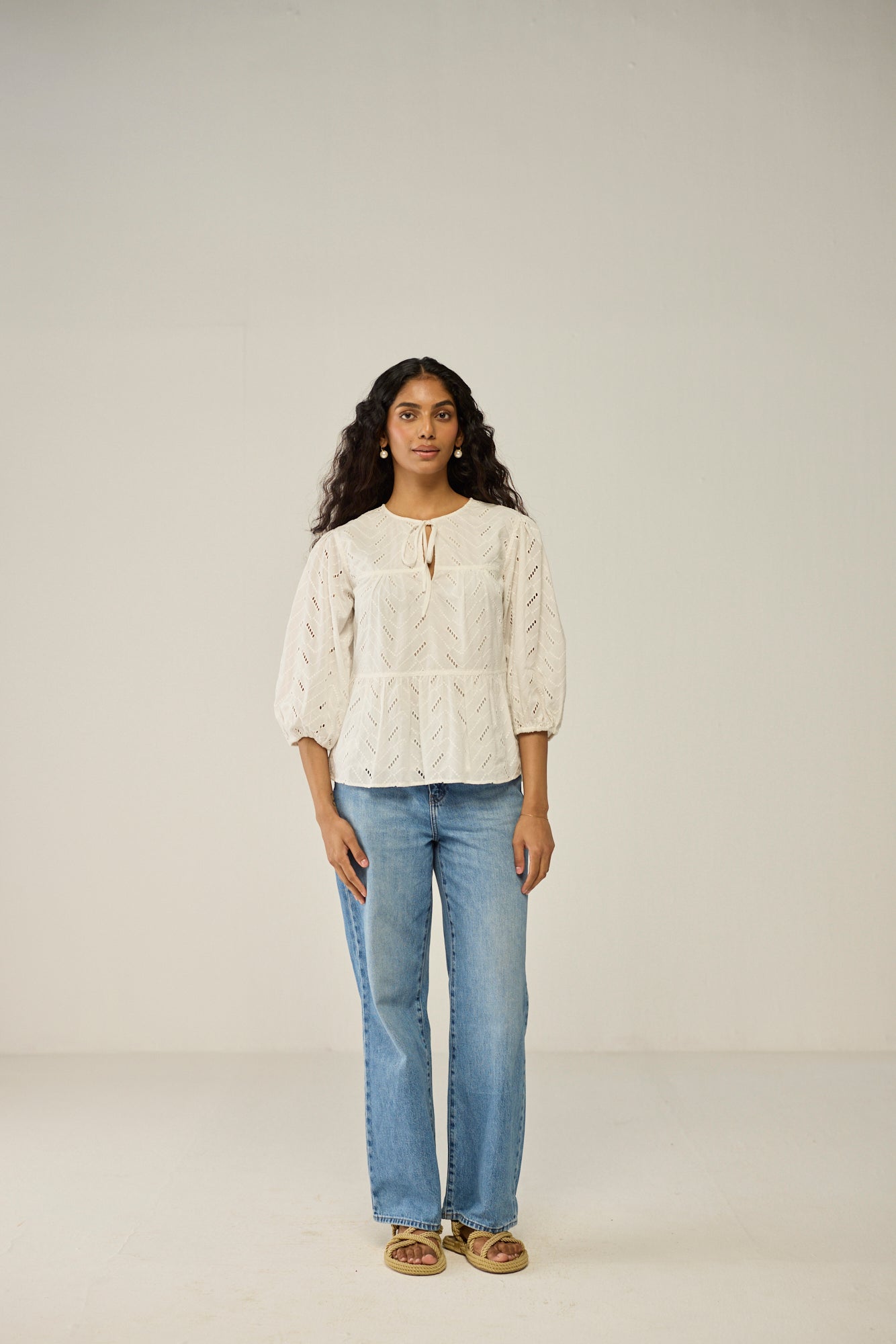 Schiffly tie-up blouse