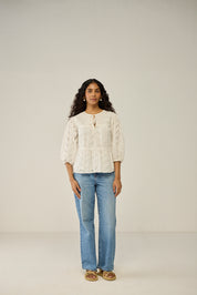 Schiffly tie-up blouse