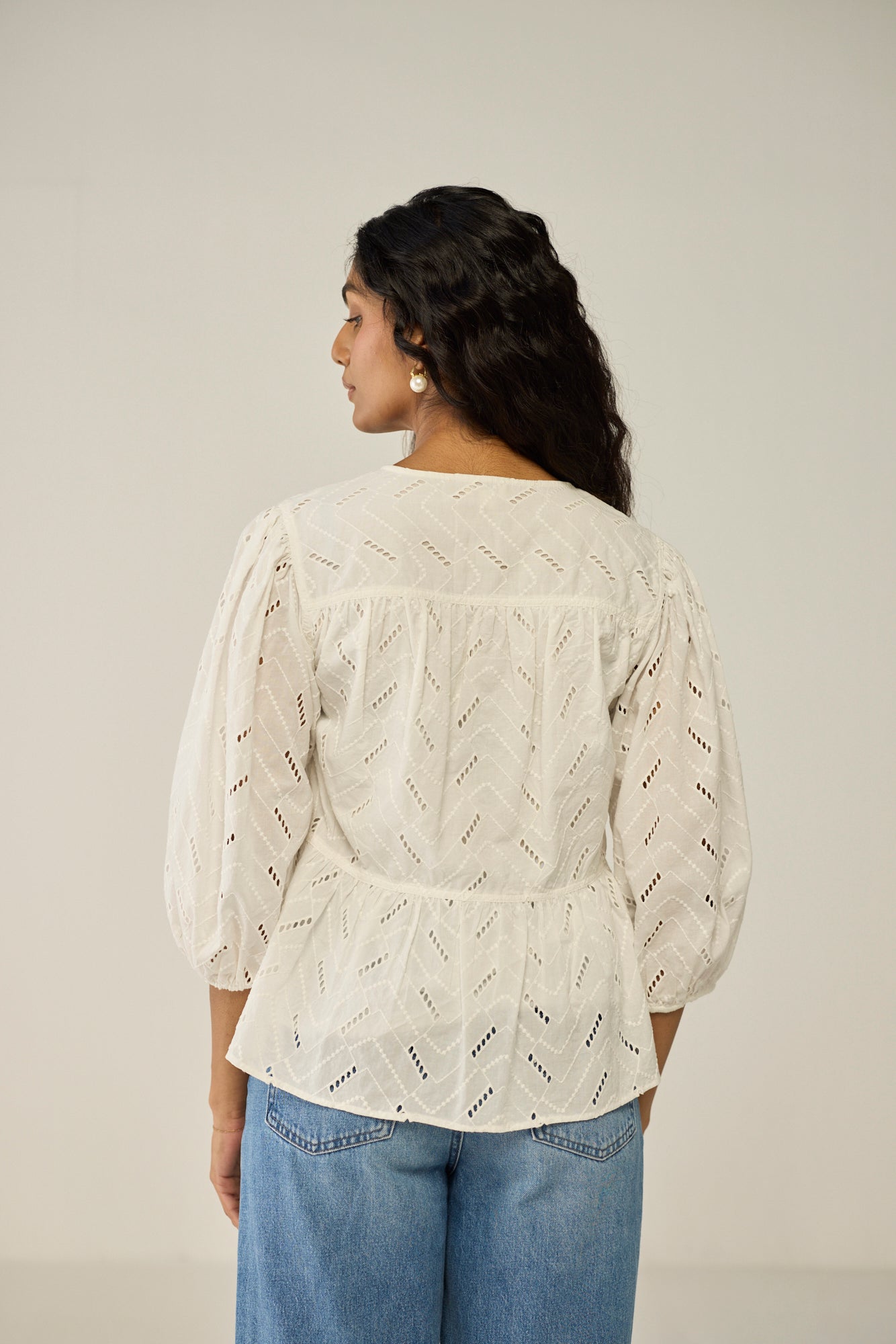 Schiffly tie-up blouse