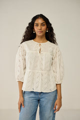 Schiffly tie-up blouse