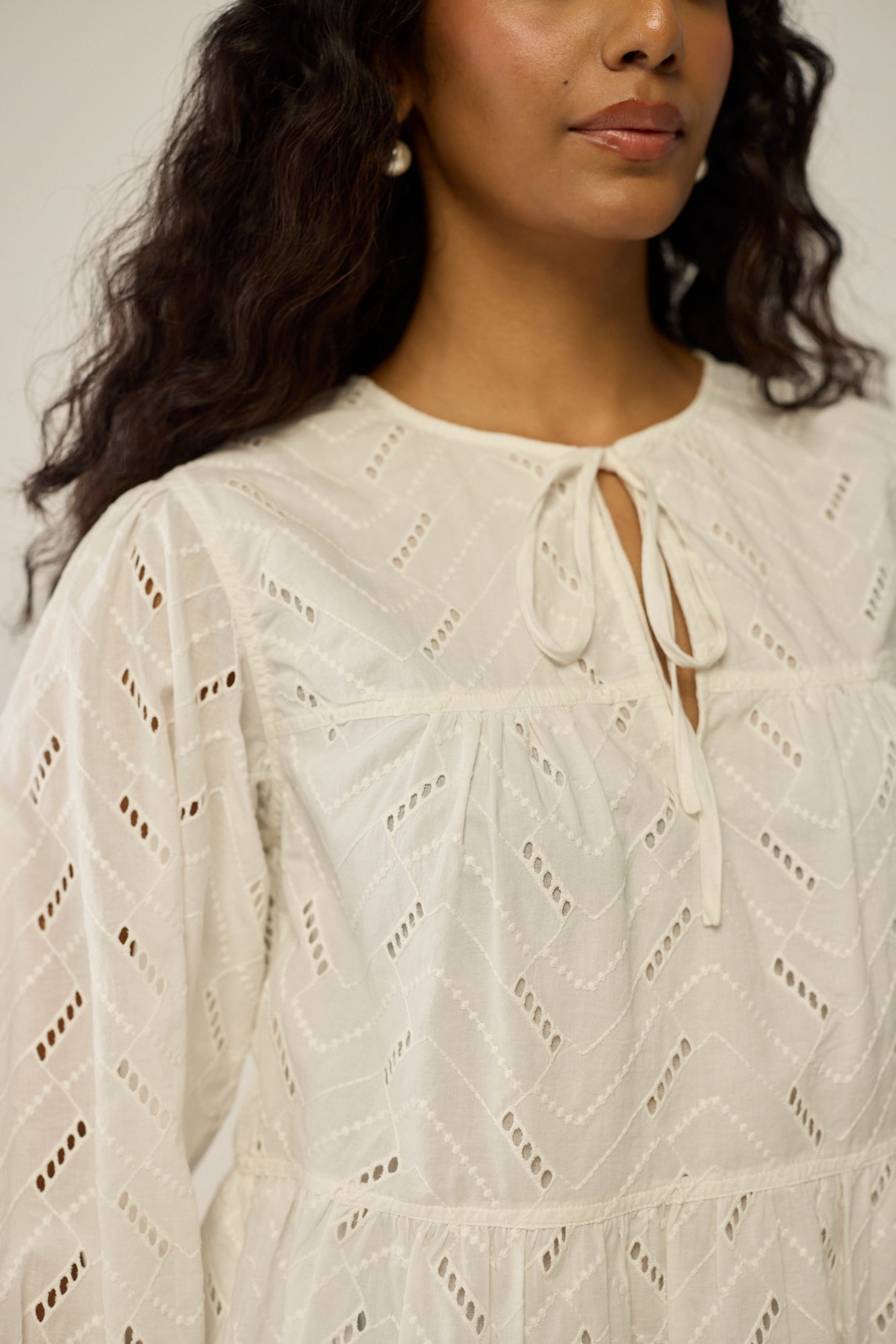 Schiffly tie-up blouse