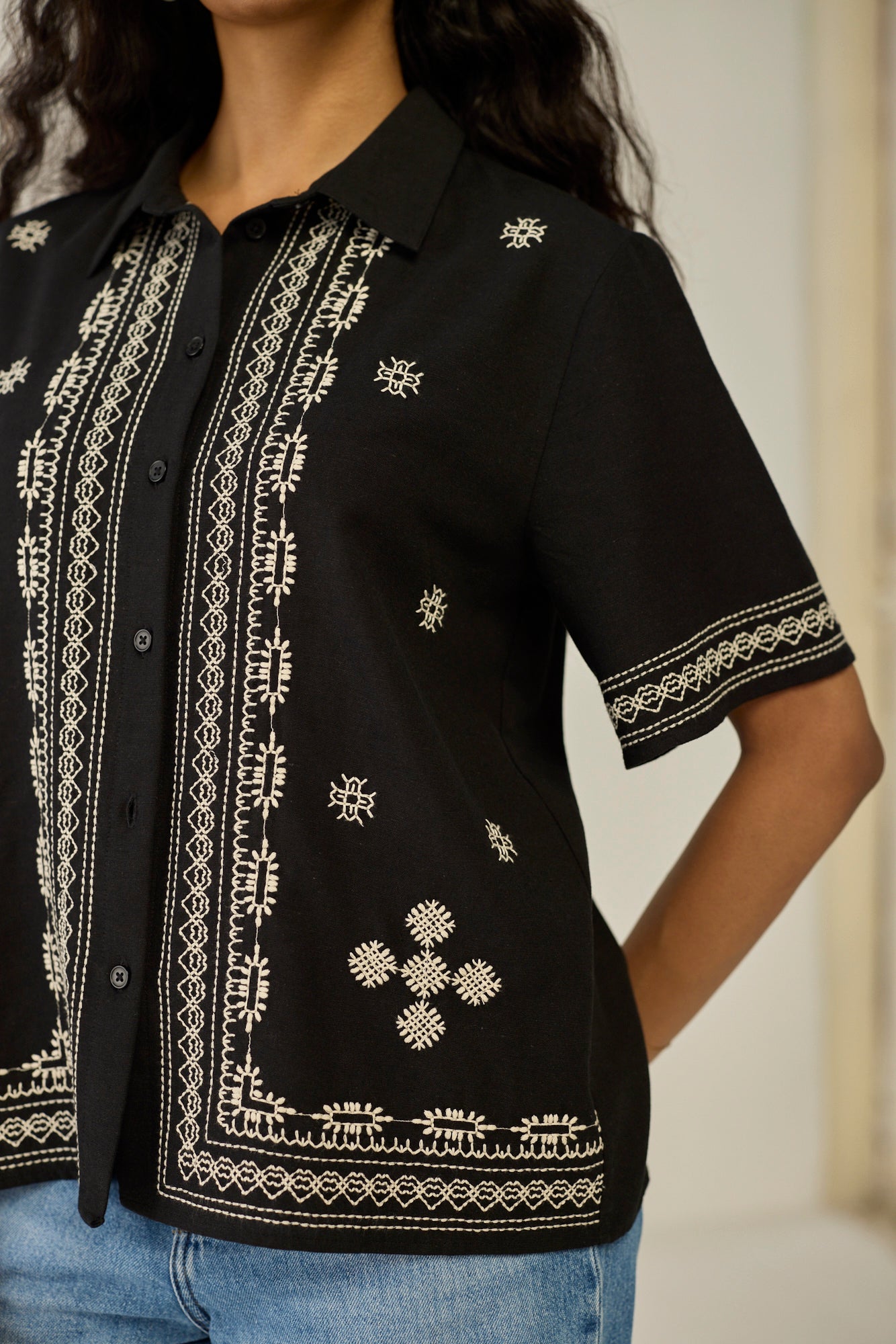 Black Embroidered Shirt