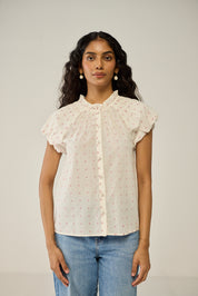 Round neck buttoned blouse
