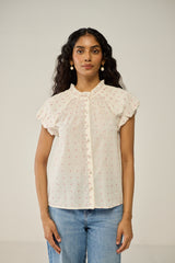 Round neck buttoned blouse