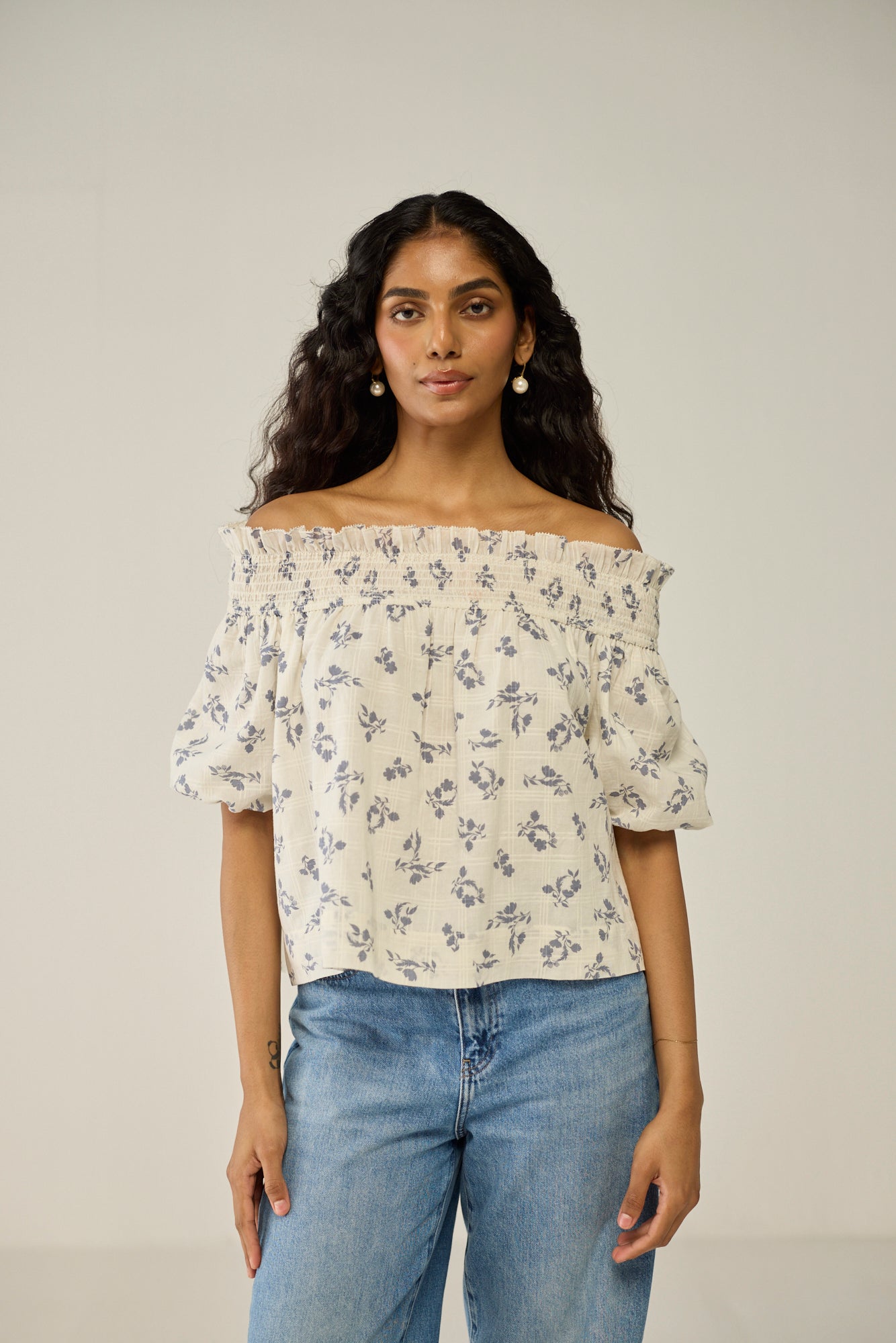 White off-shoulder blouse