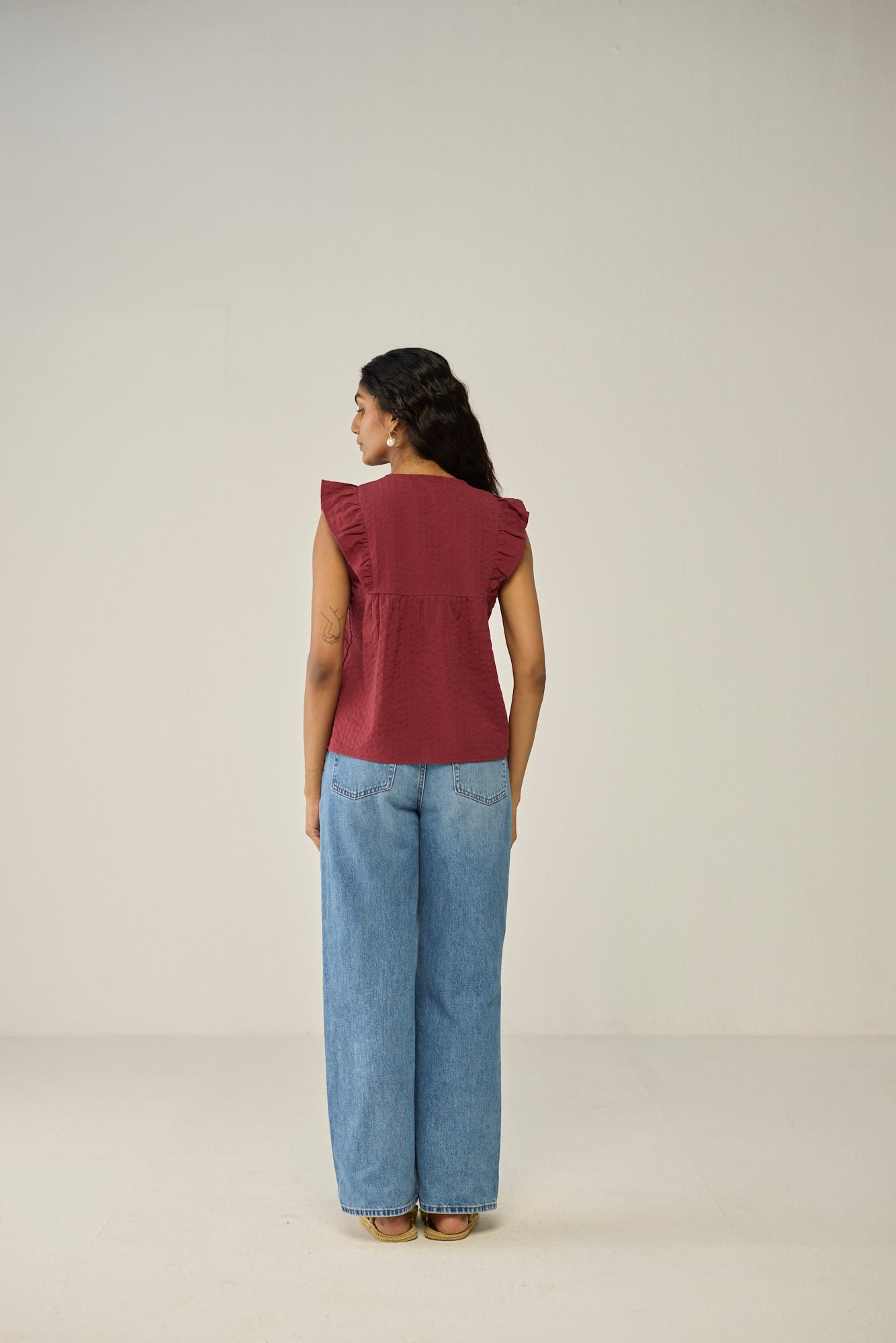 Burgundy Blouse with neck ties