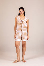 Beige gingham short set