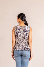 Floral print sleeveless blouse