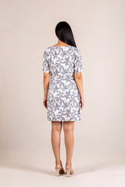 Black floral print button-down mini dress