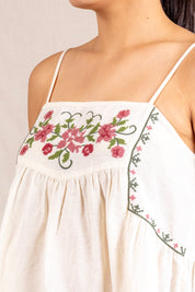 Cream floral embroidered cami