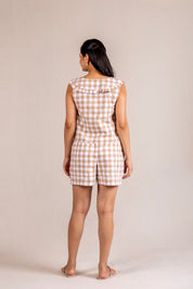 Beige gingham short set