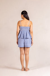 Blue stripe short set