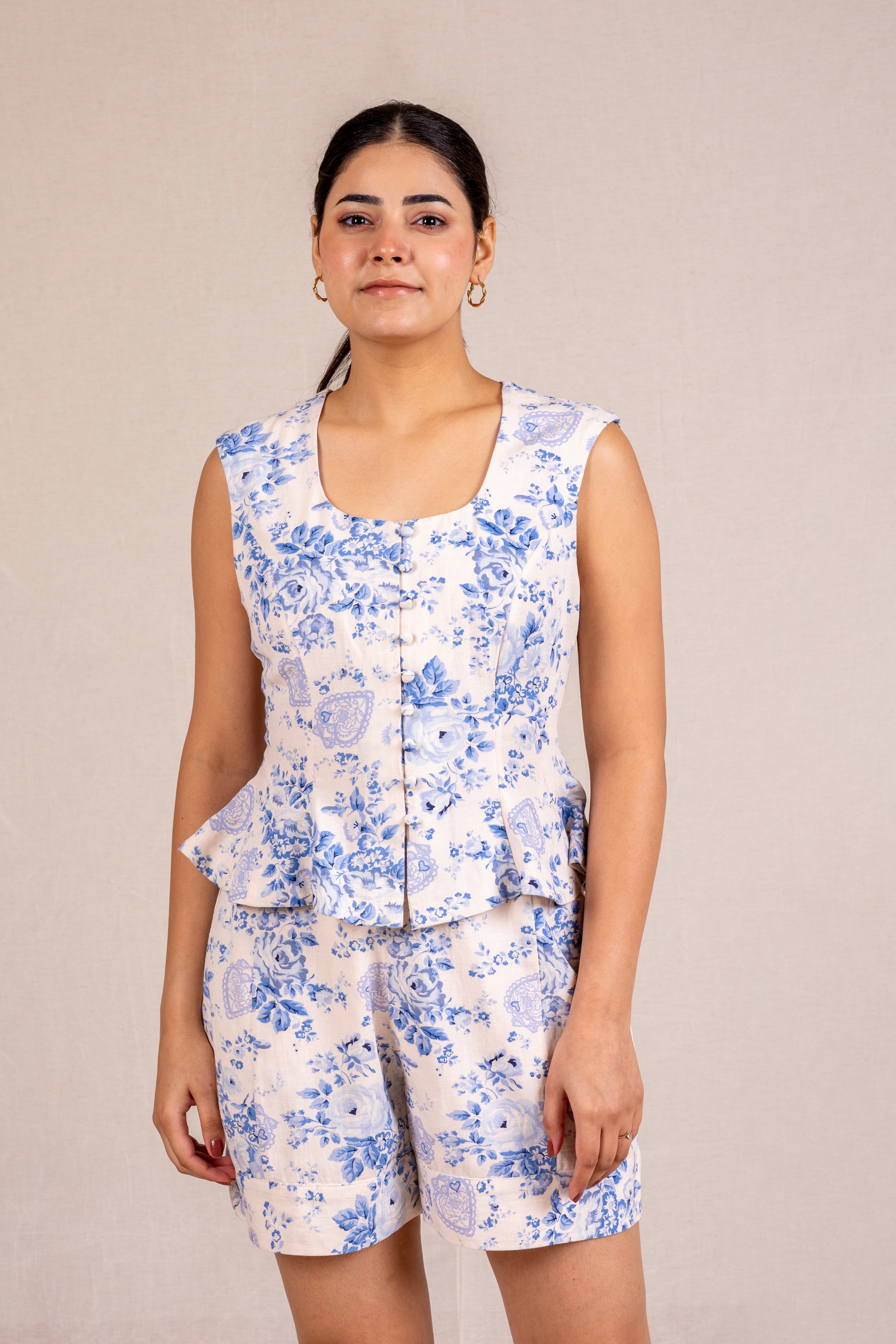 Blue floral short set