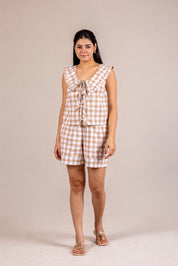 Beige gingham short set