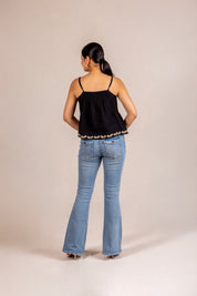 Black floral embroidered cami
