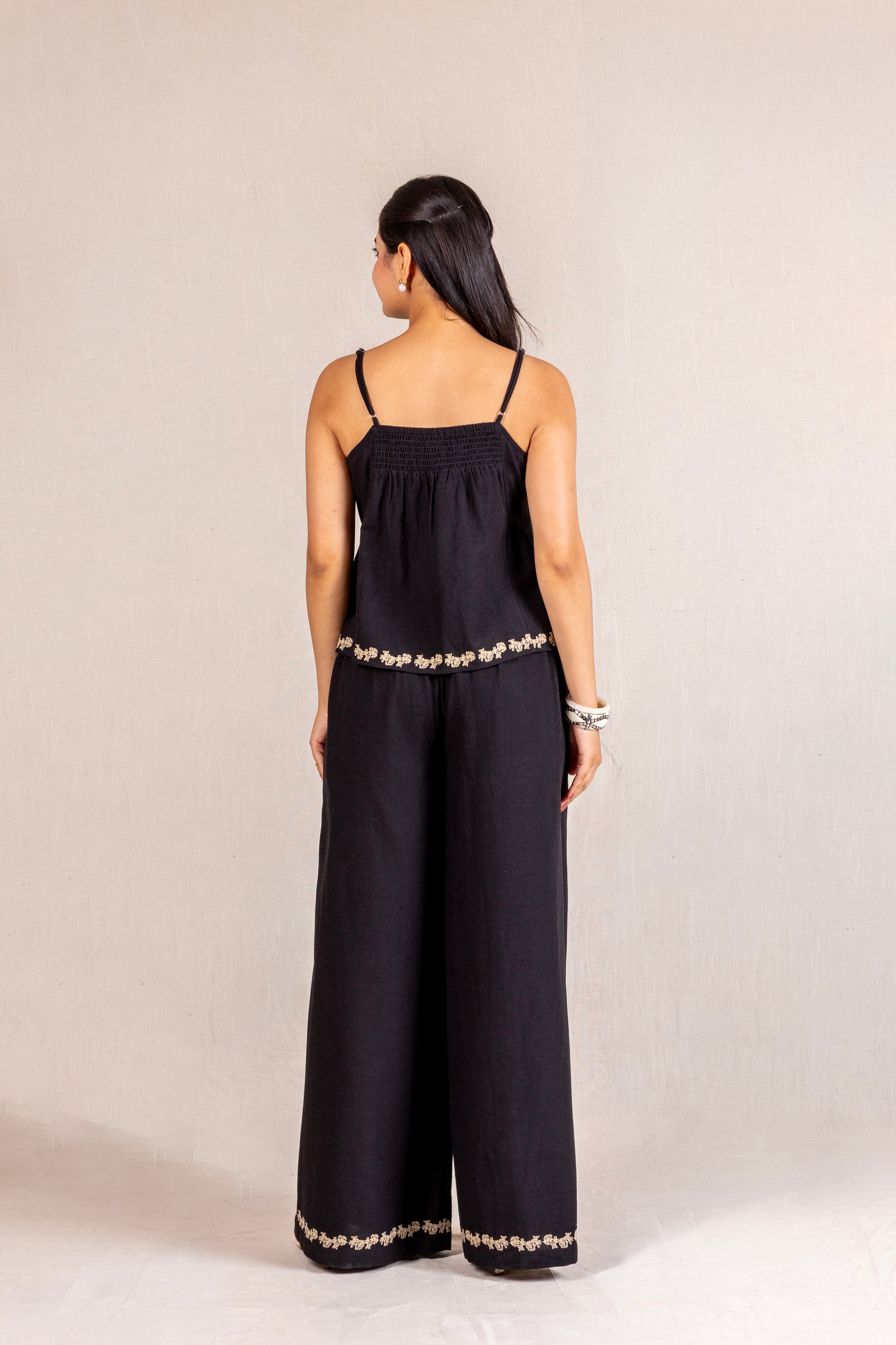 Black embroidered set