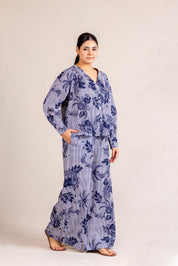 Blue floral trouser set