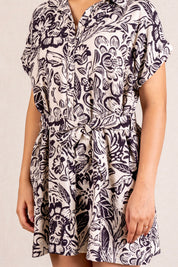 Black floral a-line dress