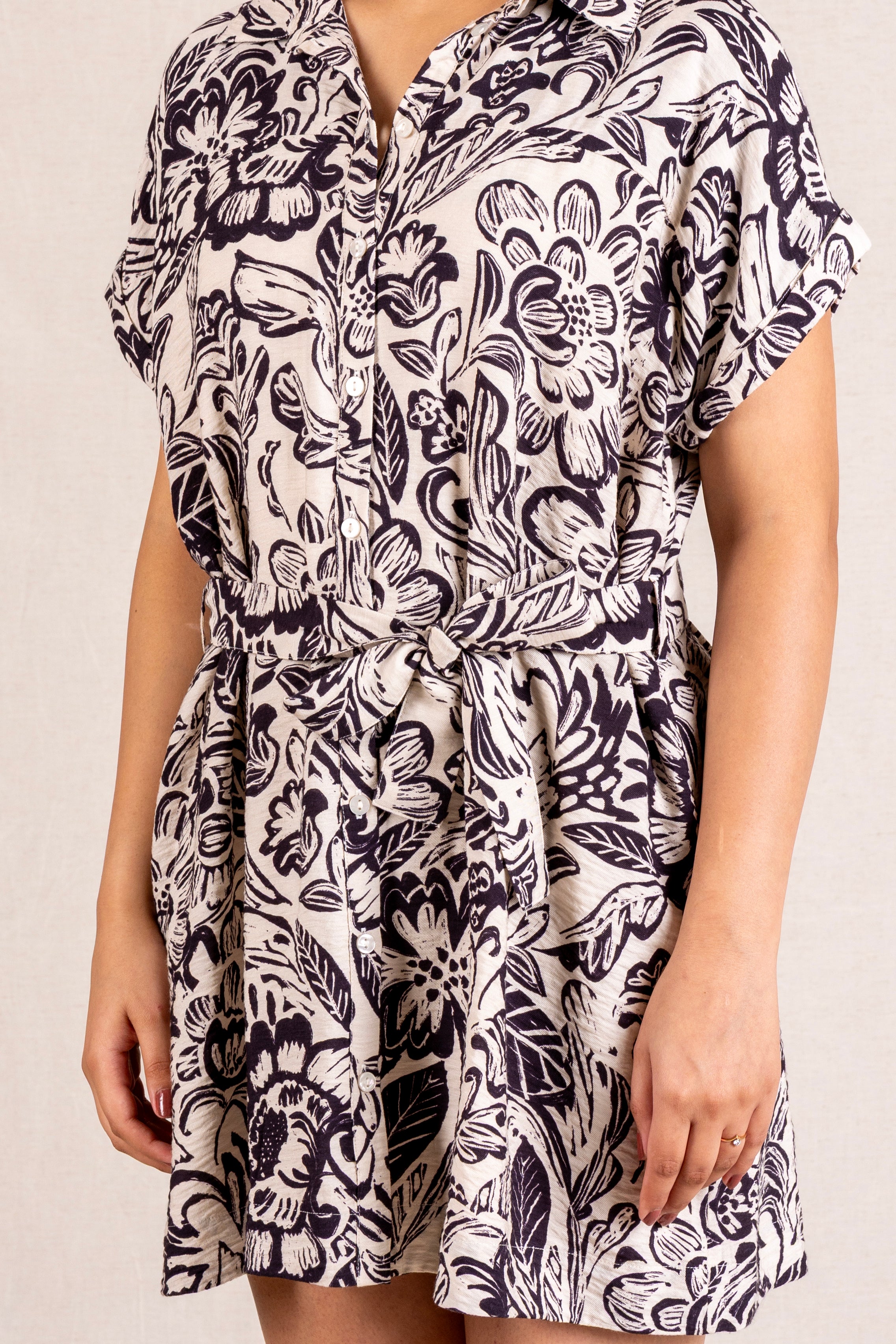 Black floral a-line dress