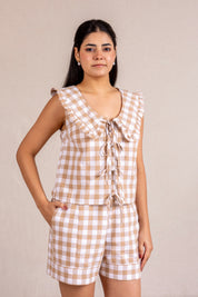 Beige gingham short set