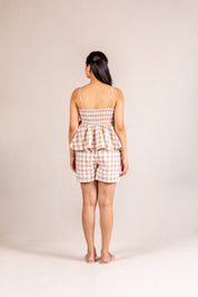 Beige peplum short set